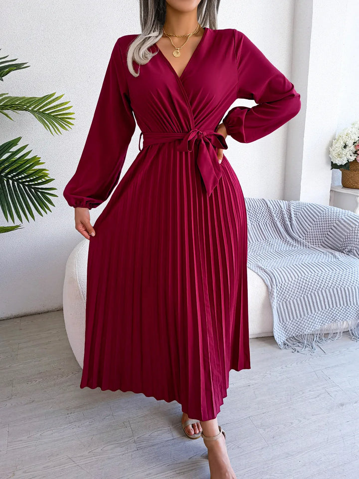 Ellie | Women's V-Neck Maxi Dress - Elegant Long Dress for Casual or Formal Wear-Metro Lane Plaza