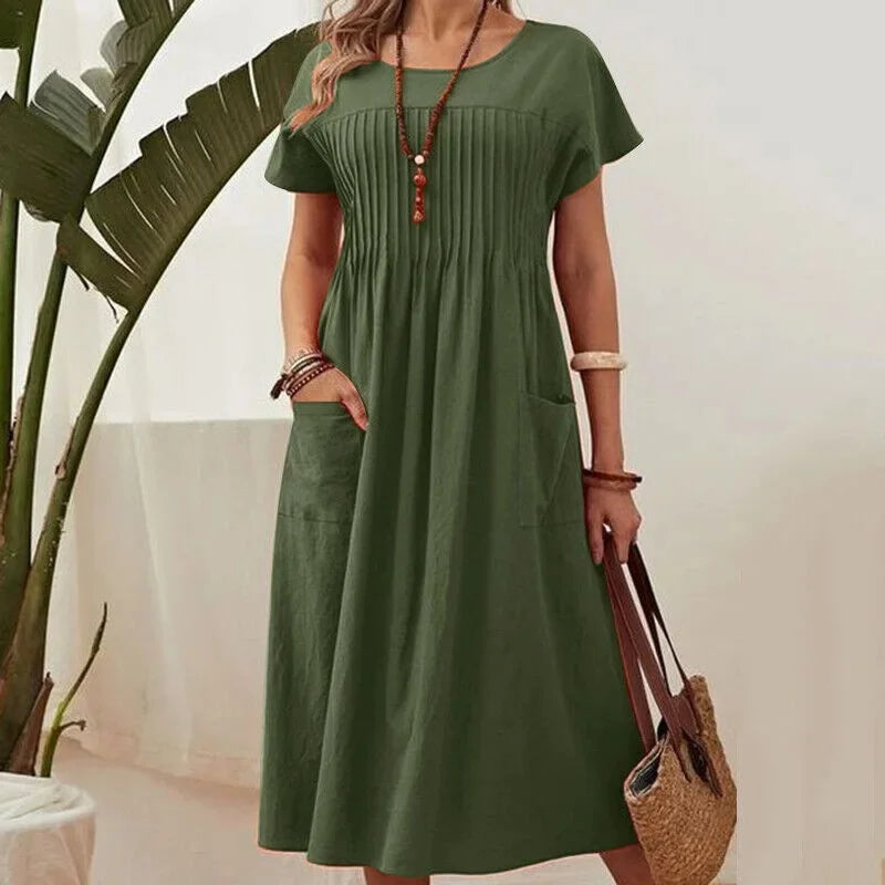 Deborah | Women's Casual Midi Dress-Metro Lane Plaza