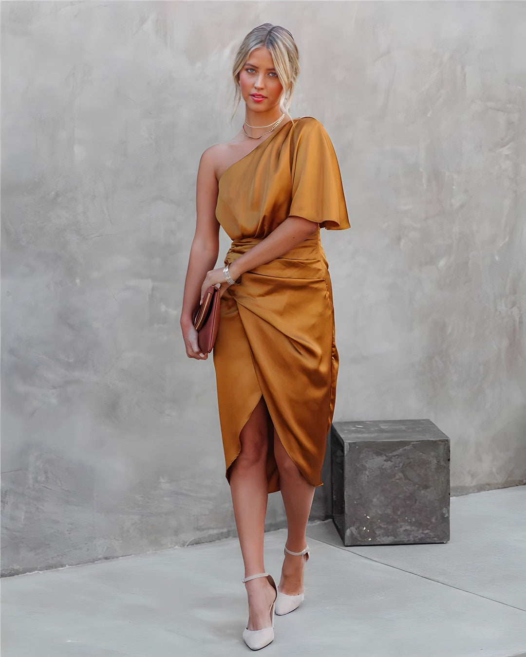 Women's Elegant Silk Evening Dress-Metro Lane Plaza