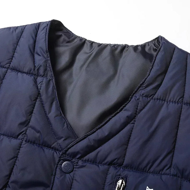 Leichte Daunenweste für Herren – V-Ausschnitt, Winterjacke aus Polyester