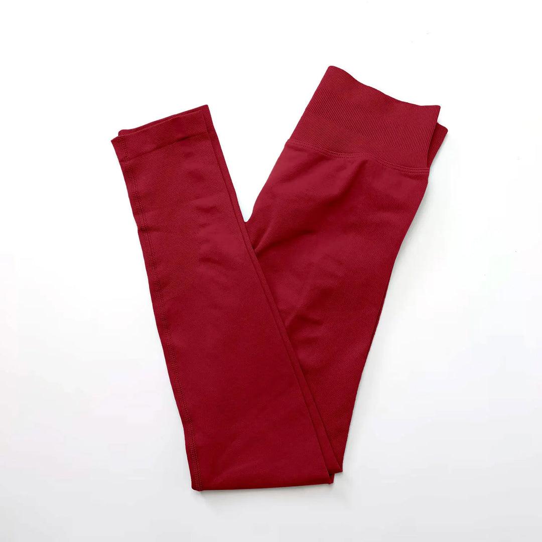 Leggings de ioga sem costuras, com cós canelado baixo, para mulher