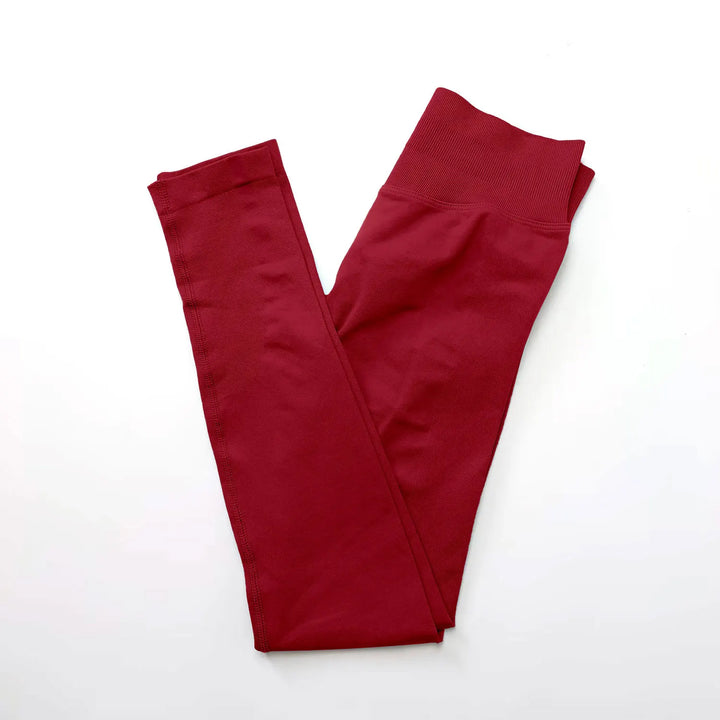 Leggings de ioga sem costuras, com cós canelado baixo, para mulher