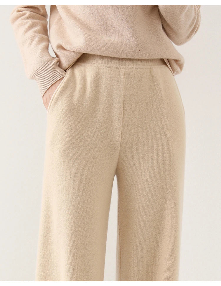 Luxe Merino Pants | Women's High Waist Merino Wool Trousers-Metro Lane Plaza