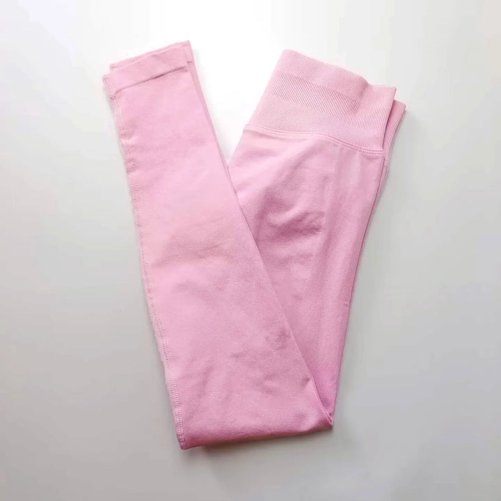 Leggings de ioga sem costuras, com cós canelado baixo, para mulher