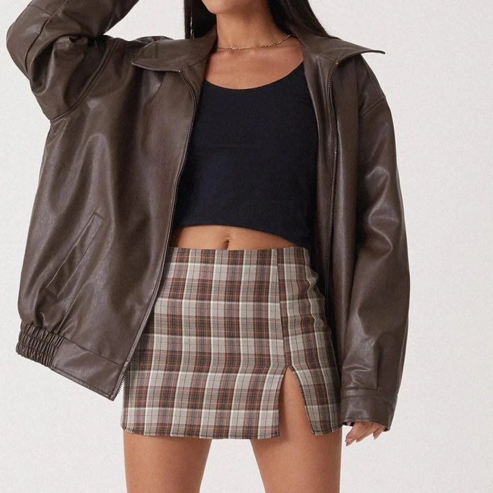 Oversize-Lederjacke für Damen