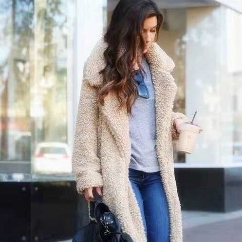 Women's Long Soft Fleece Teddy Coat-Metro Lane Plaza