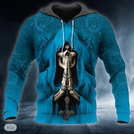 Herren-Pullover-Hoodie mit 3D-Schädelprint – lässige Herbstmode