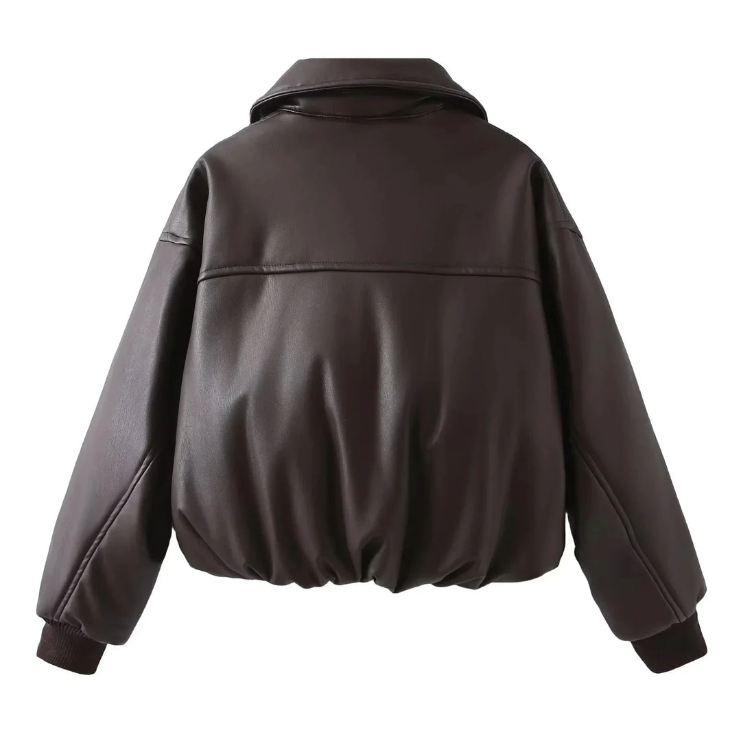 Bonita | Women's Oversized Vegan Leather Jacket-Metro Lane Plaza
