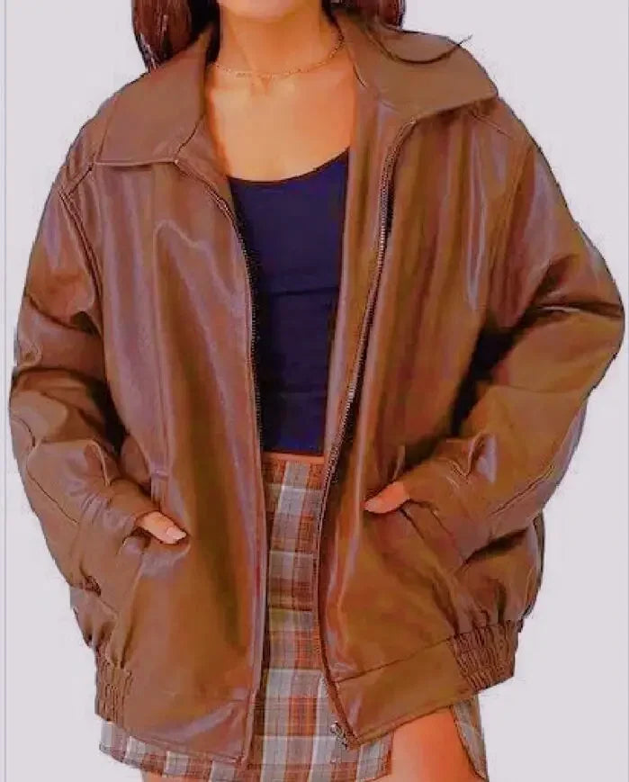Oversize-Lederjacke für Damen
