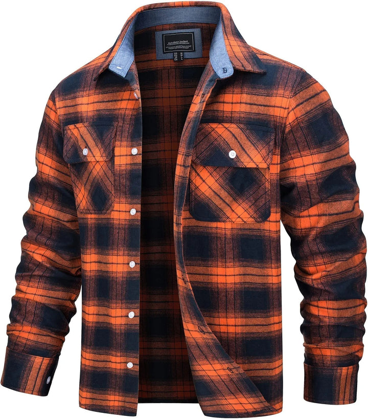 Men's Stylish Cotton Checked Flannel Shirt Jacket-Metro Lane Plaza