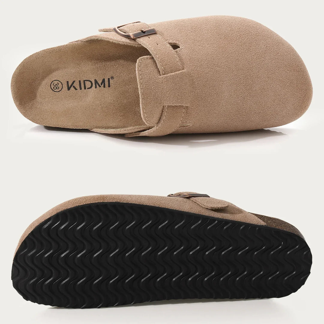 Sophia | Women's Suede Sandals with Cork Sole-Metro Lane Plaza