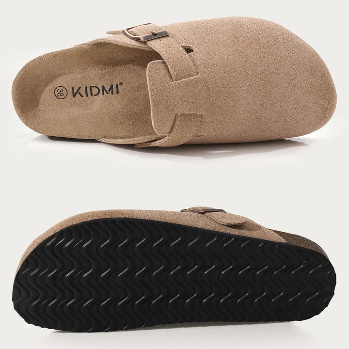 Sophia | Women's Suede Sandals with Cork Sole-Metro Lane Plaza