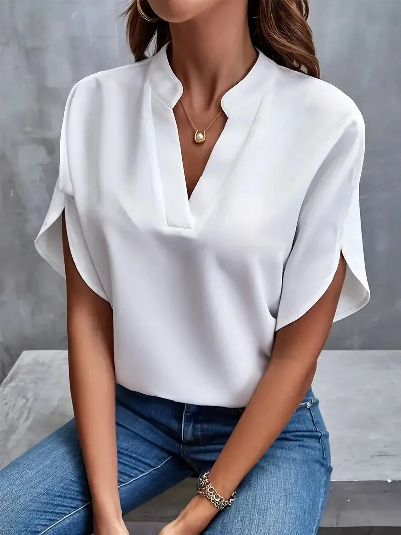Bettina | Women's Stylish V-Neck Flowing Blouse-Metro Lane Plaza
