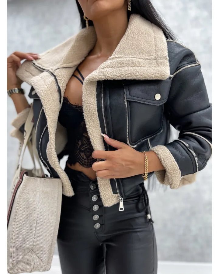 Modische kurze Lederjacke für Damen
