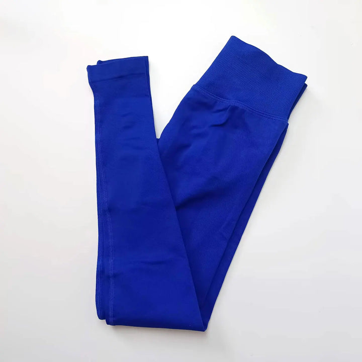 Leggings de ioga sem costuras, com cós canelado baixo, para mulher