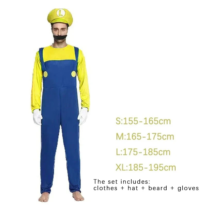 Super Mario Luigi Brothers Cosplay Costume Set for Halloween