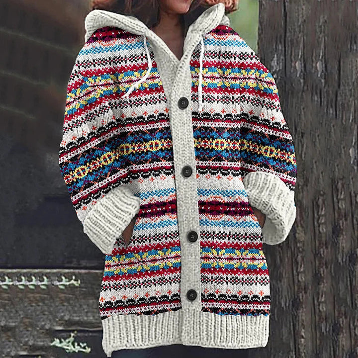 Lola | Women's Cozy Patterned Cardigan-Metro Lane Plaza