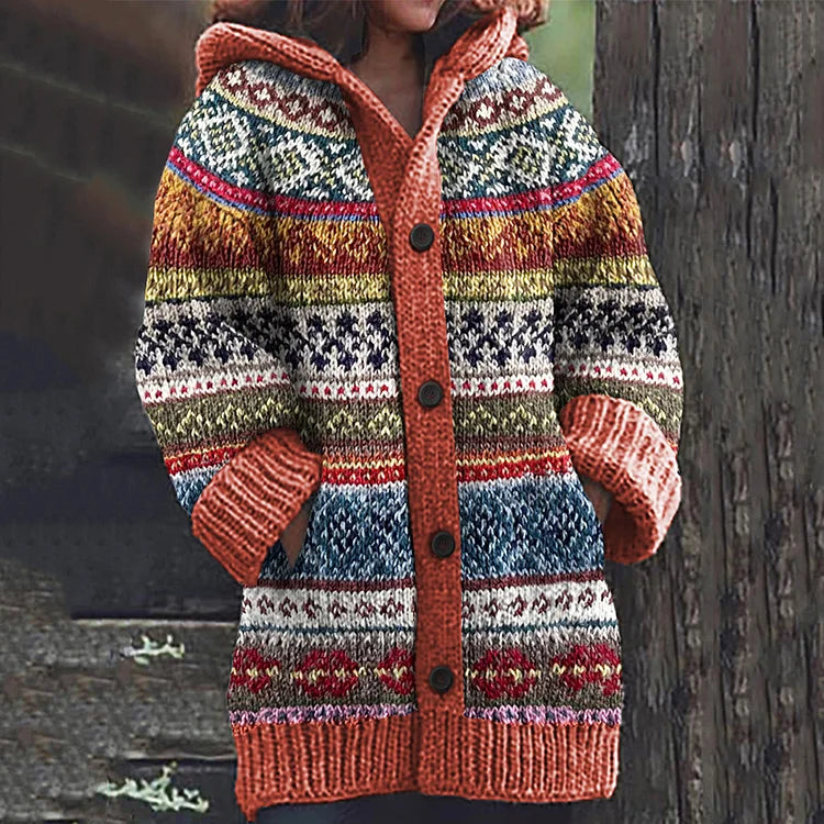 Lola | Women's Cozy Patterned Cardigan-Metro Lane Plaza