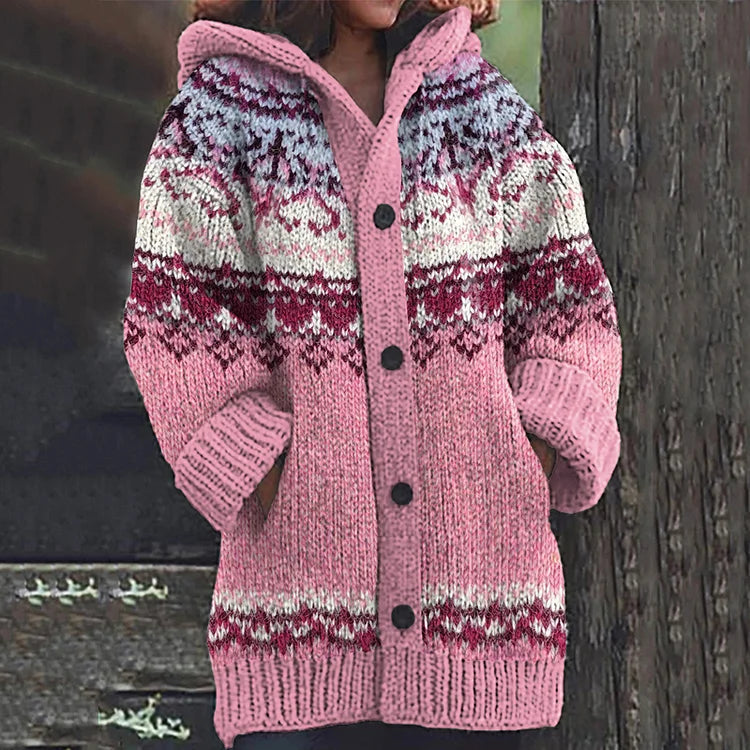Lola | Women's Cozy Patterned Cardigan-Metro Lane Plaza