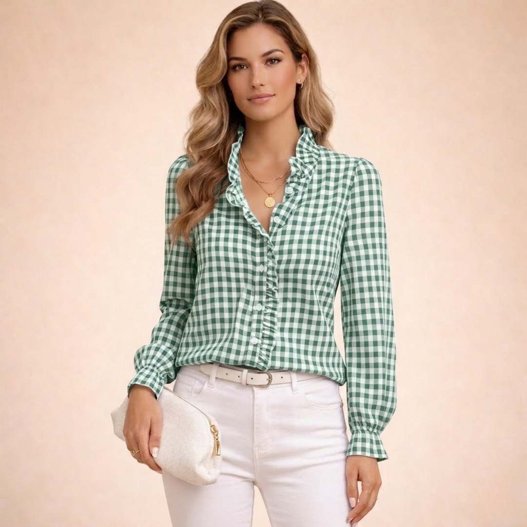 Elowen | Women's Elegant Checked Blouse-Metro Lane Plaza