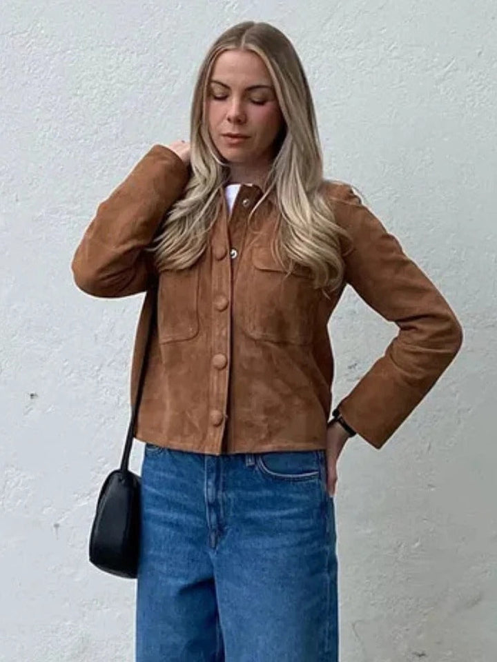 Cassandra | Women's Timeless Elegant Suede Jacket-Metro Lane Plaza