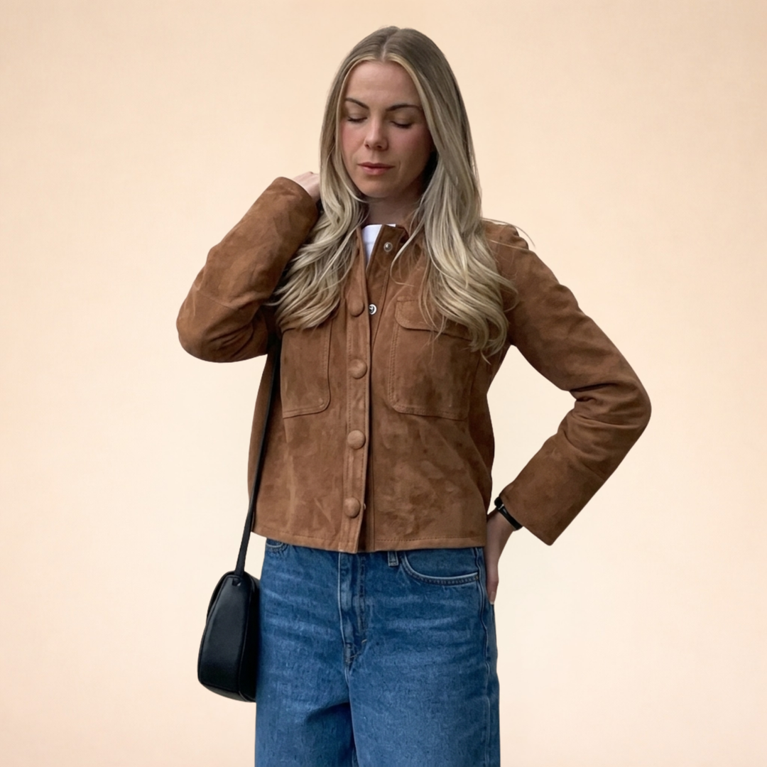 Cassandra | Women's Timeless Elegant Suede Jacket-Metro Lane Plaza