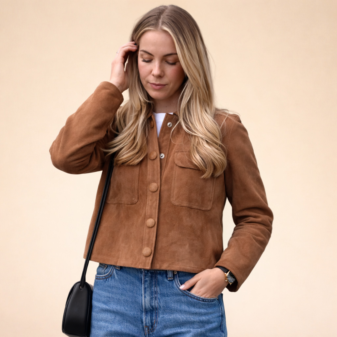 Cassandra | Women's Timeless Elegant Suede Jacket-Metro Lane Plaza