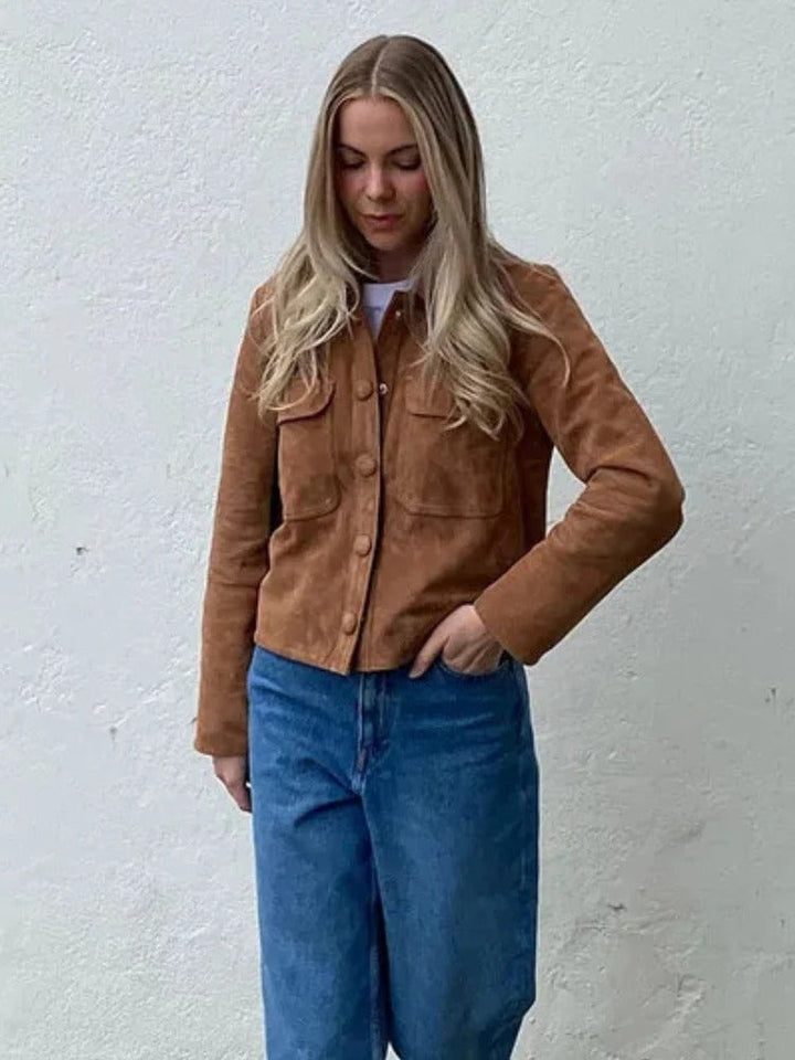 Cassandra | Women's Timeless Elegant Suede Jacket-Metro Lane Plaza