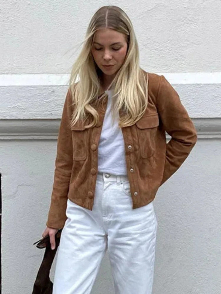 Cassandra | Women's Timeless Elegant Suede Jacket-Metro Lane Plaza