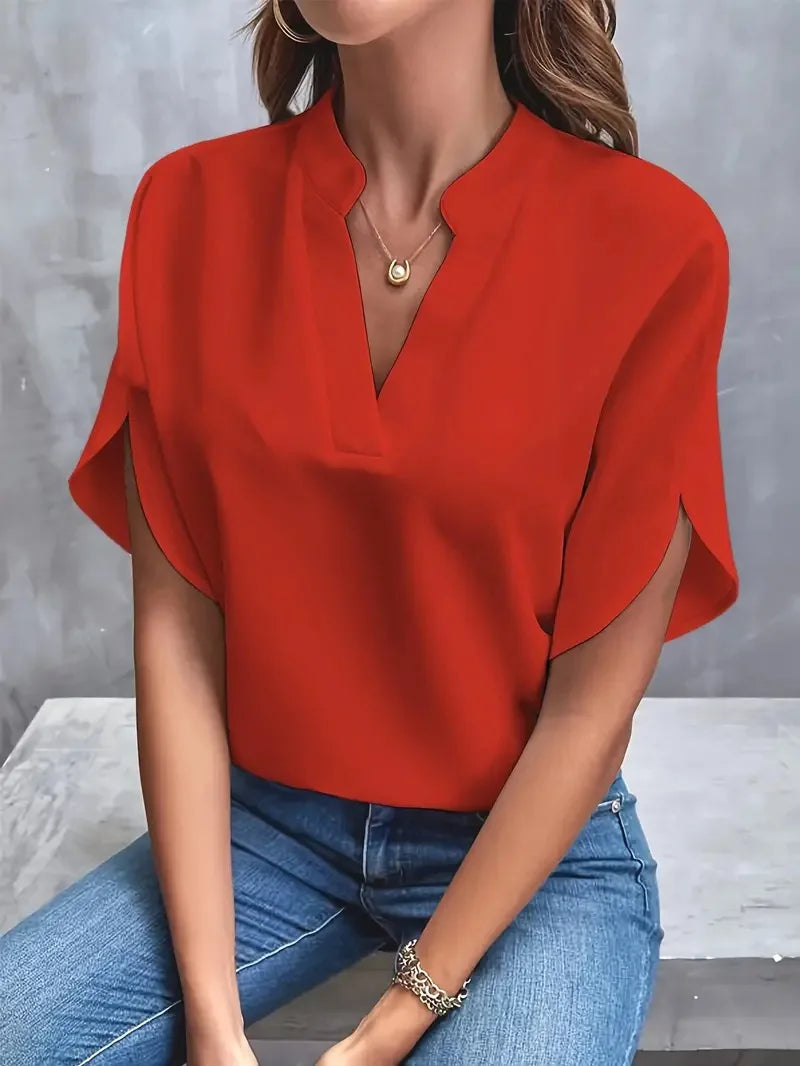 Bettina | Women's Stylish V-Neck Flowing Blouse-Metro Lane Plaza