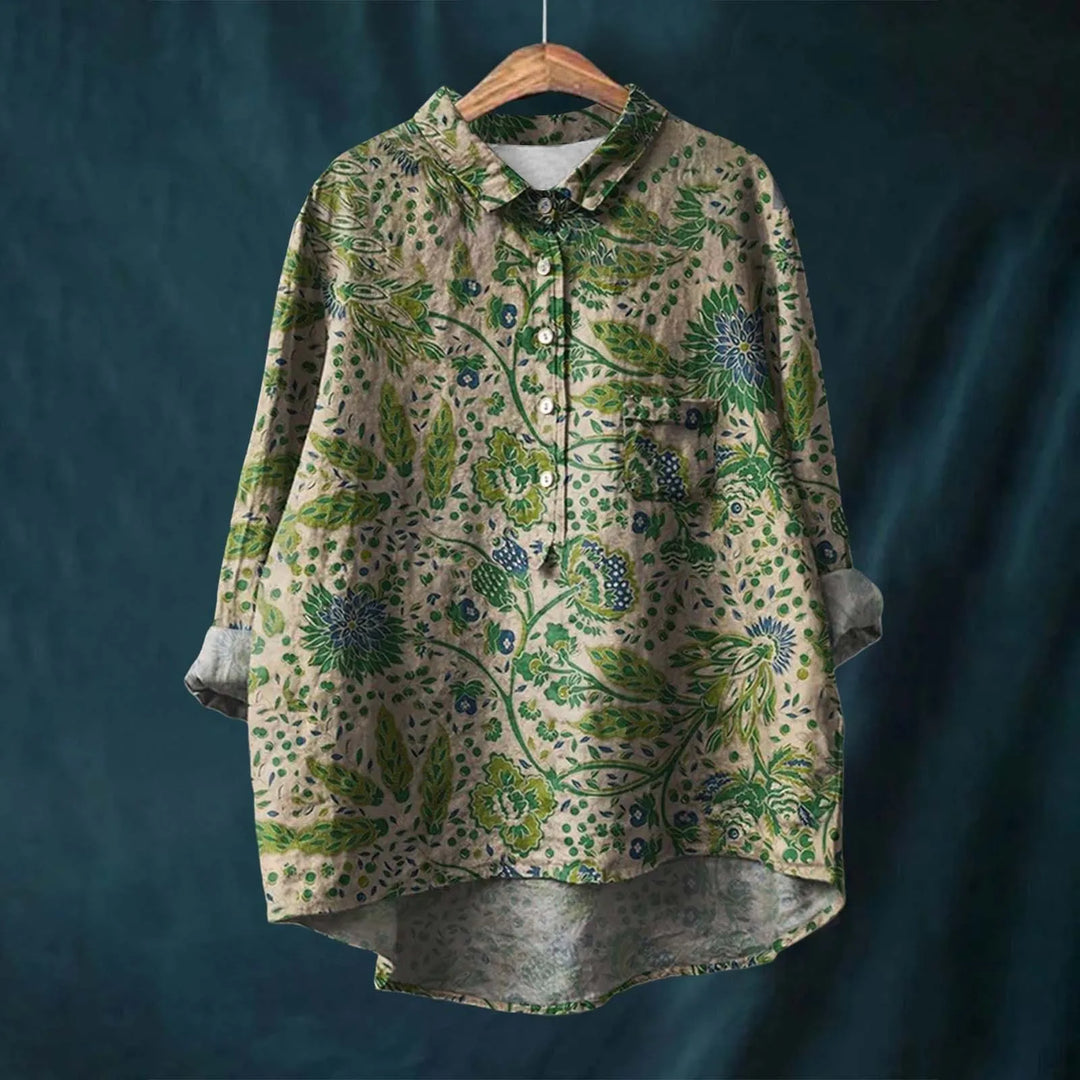 Scarlett | Women's Botanical Print Shirt-Metro Lane Plaza