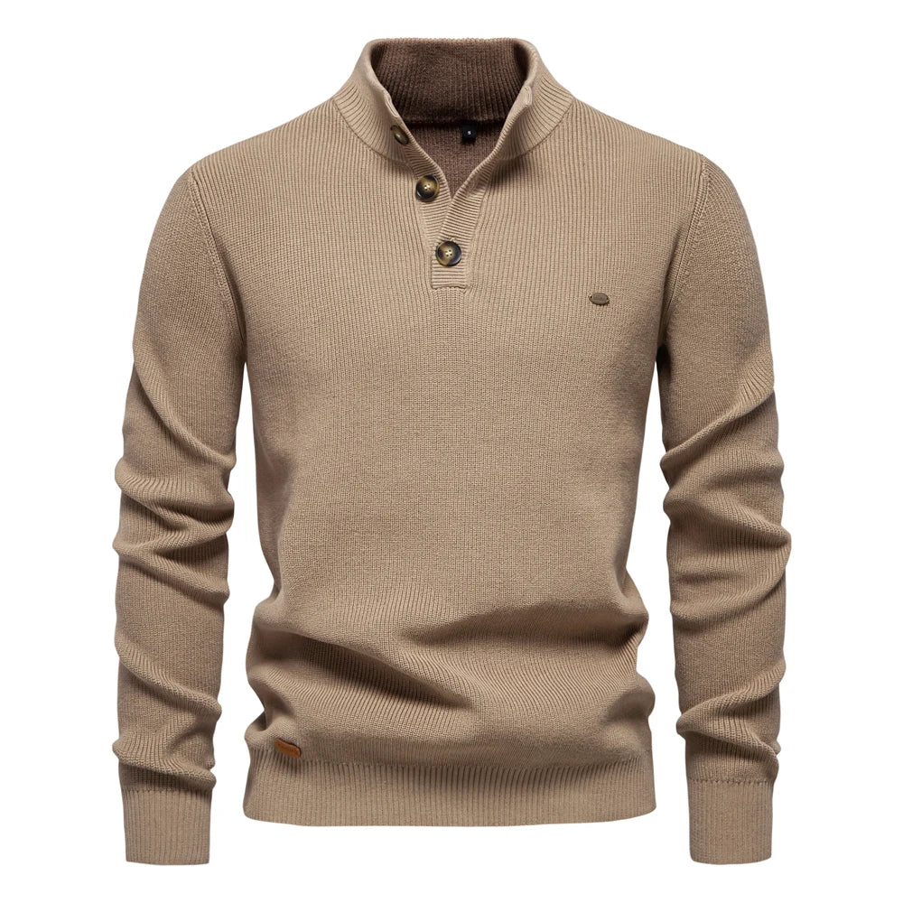 Maglione da uomo in maglia a girocollo con dettagli di bottoni