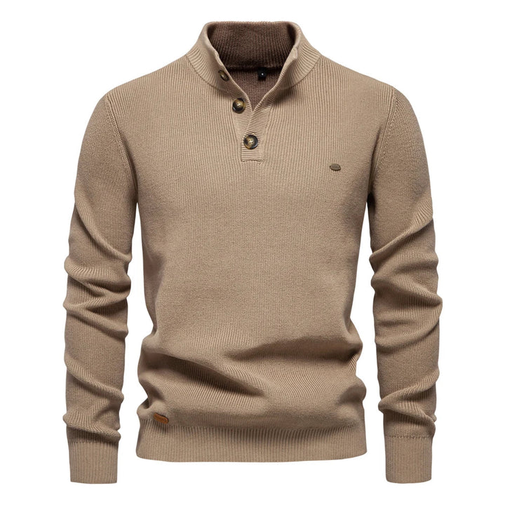 Maglione da uomo in maglia a girocollo con dettagli di bottoni