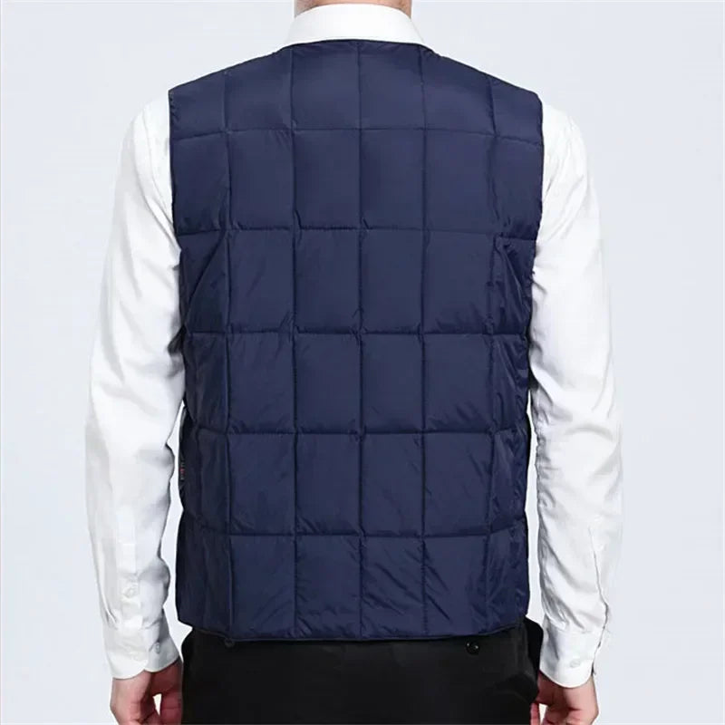 Leichte Daunenweste für Herren – V-Ausschnitt, Winterjacke aus Polyester