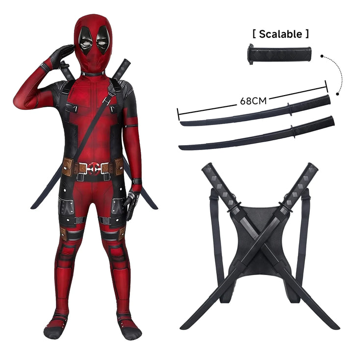 Deadpool-kostume i høj kvalitet til børn til halloween og cosplay