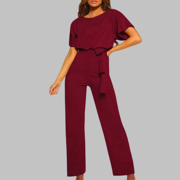 Nova | Women's Belted Wide-Leg Elegant Jumpsuit-Metro Lane Plaza