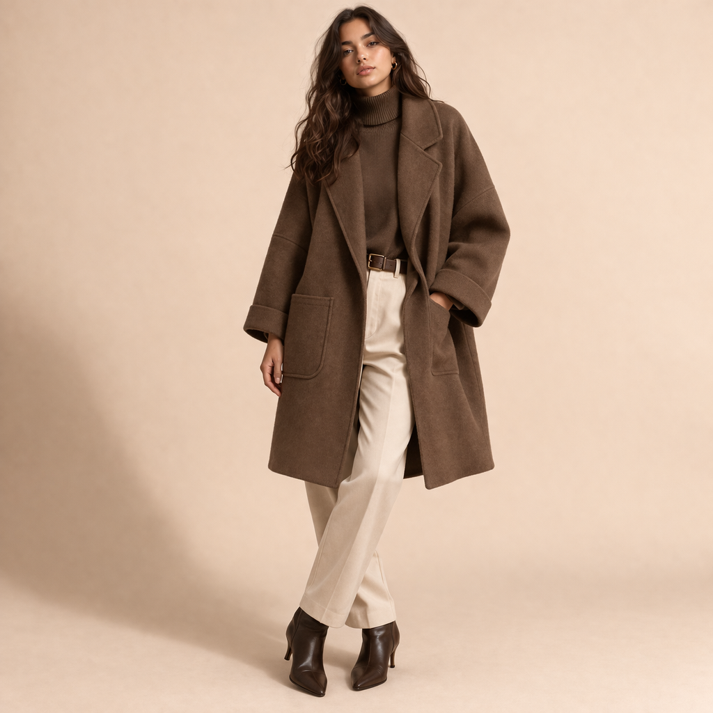 Amelia | Women's Stylish Relaxed Oversized Trench Coat-Metro Lane Plaza