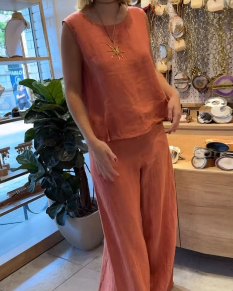Zaria | Women's Bohemian Sleeveless Two-Piece Outfit-Metro Lane Plaza