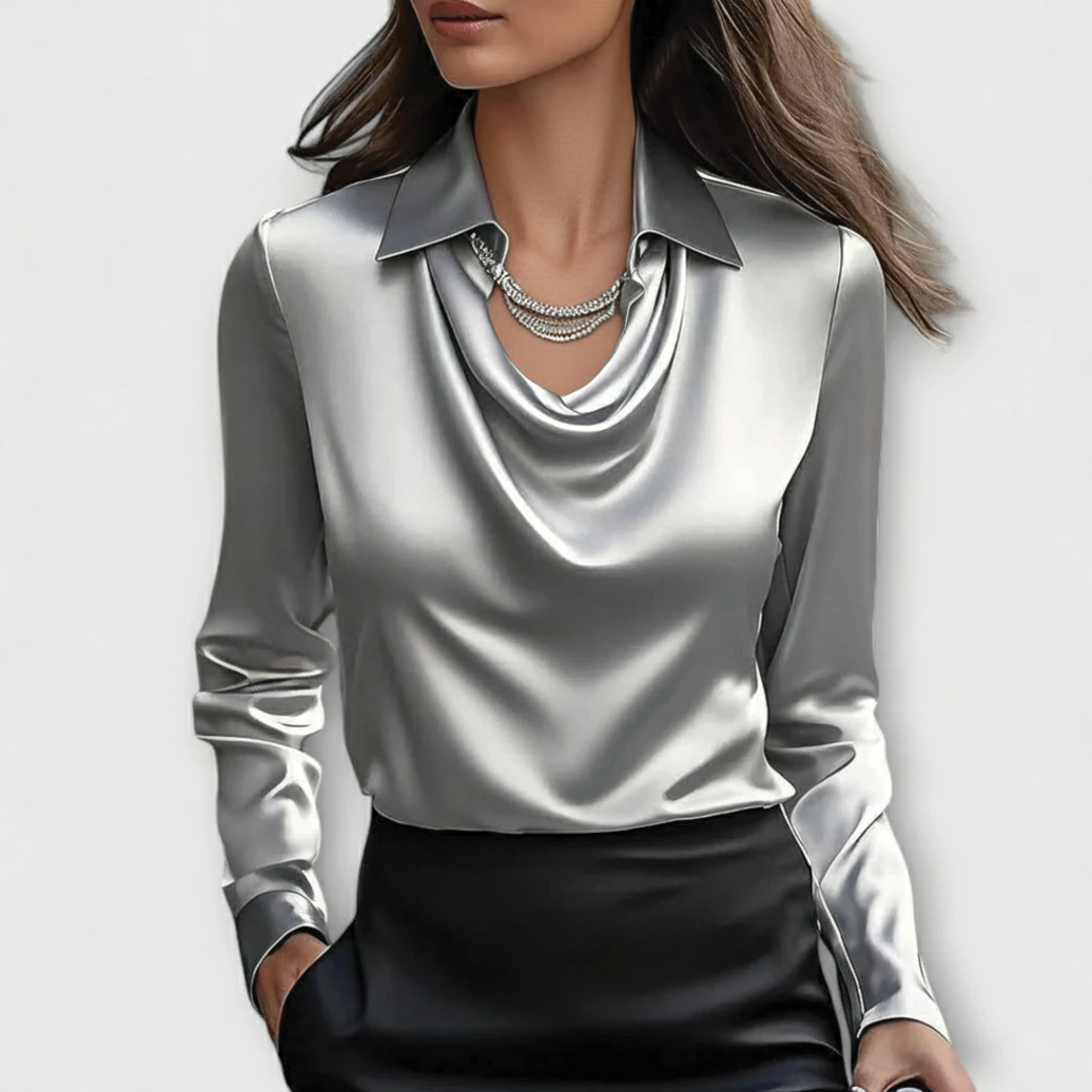 Scarlett | Women's Elegant Satin Blouse-Metro Lane Plaza