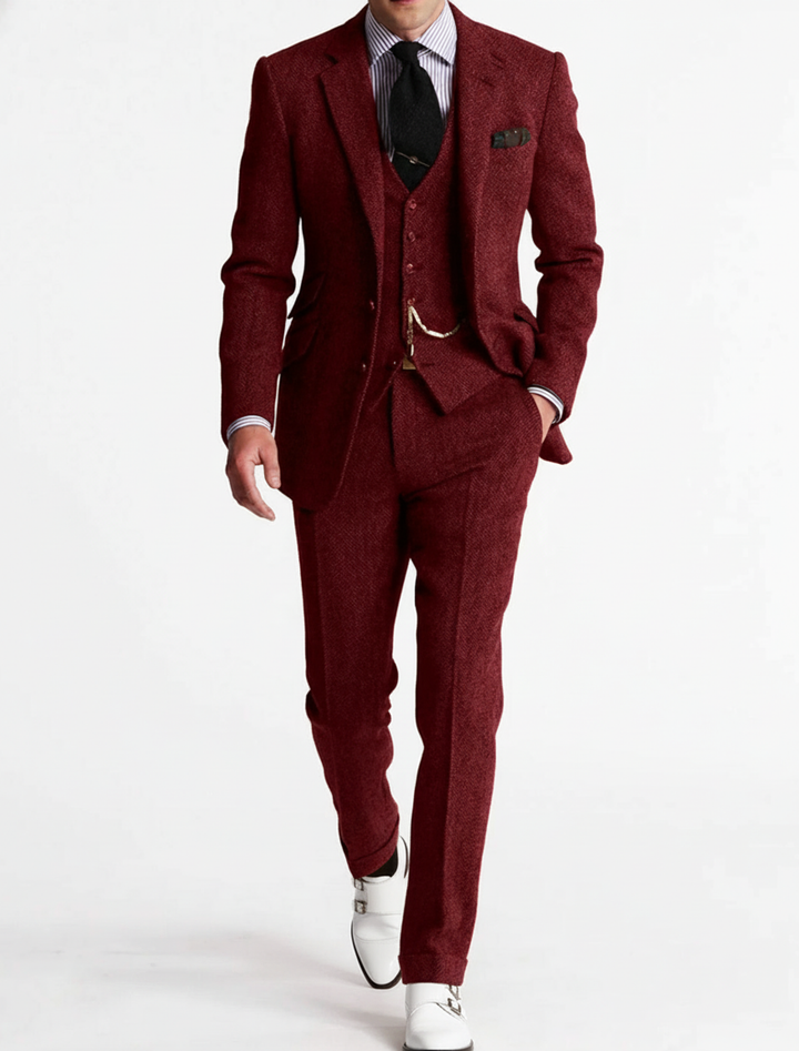 Men's Slim Fit Three-Piece Suit for Formal Occasions