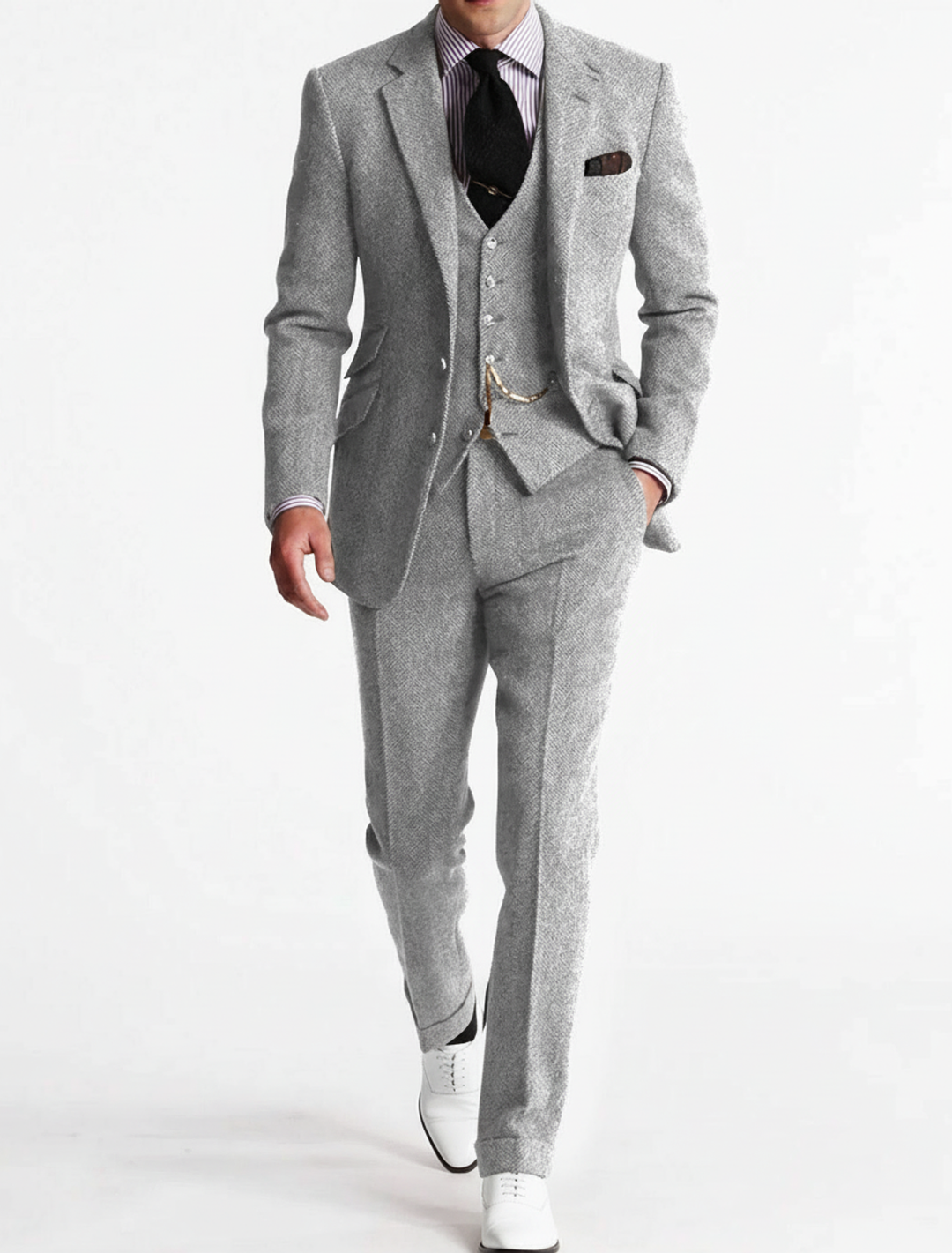 Men's Slim Fit Three-Piece Suit for Formal Occasions