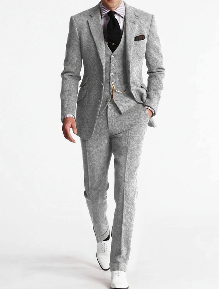 Men's Slim Fit Three-Piece Suit for Formal Occasions