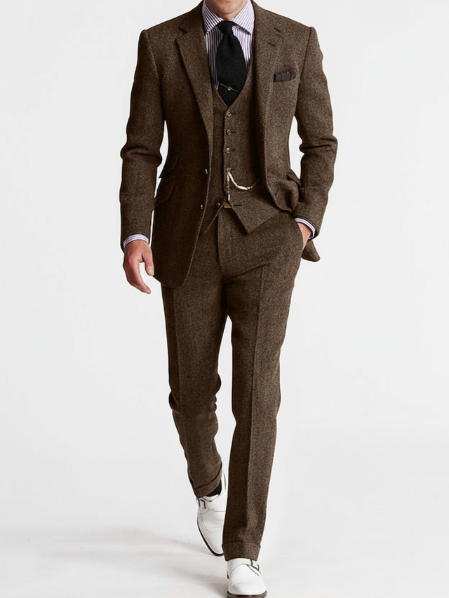 Men's Slim Fit Three-Piece Suit for Formal Occasions