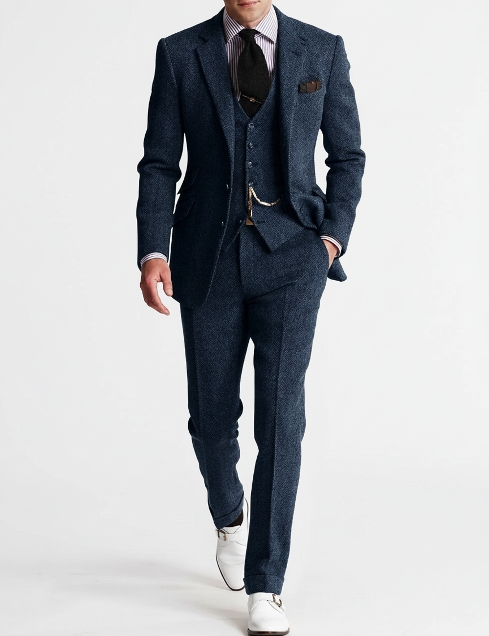 Men's Slim Fit Three-Piece Suit for Formal Occasions