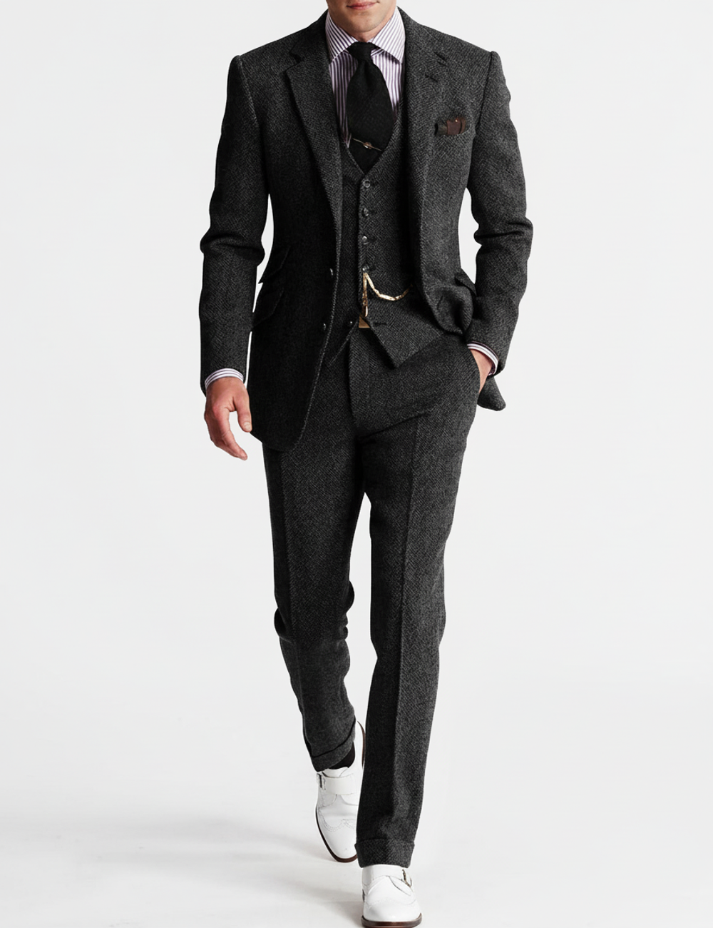 Men's Slim Fit Three-Piece Suit for Formal Occasions