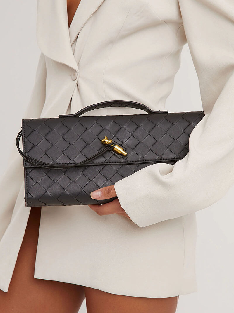Sophia | Women's Woven Design Handbag with Gold Clasp - Compact & Elegant-Metro Lane Plaza