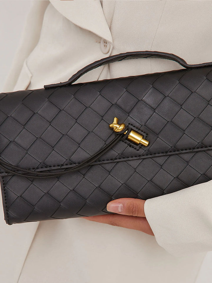 Sophia | Women's Woven Design Handbag with Gold Clasp - Compact & Elegant-Metro Lane Plaza
