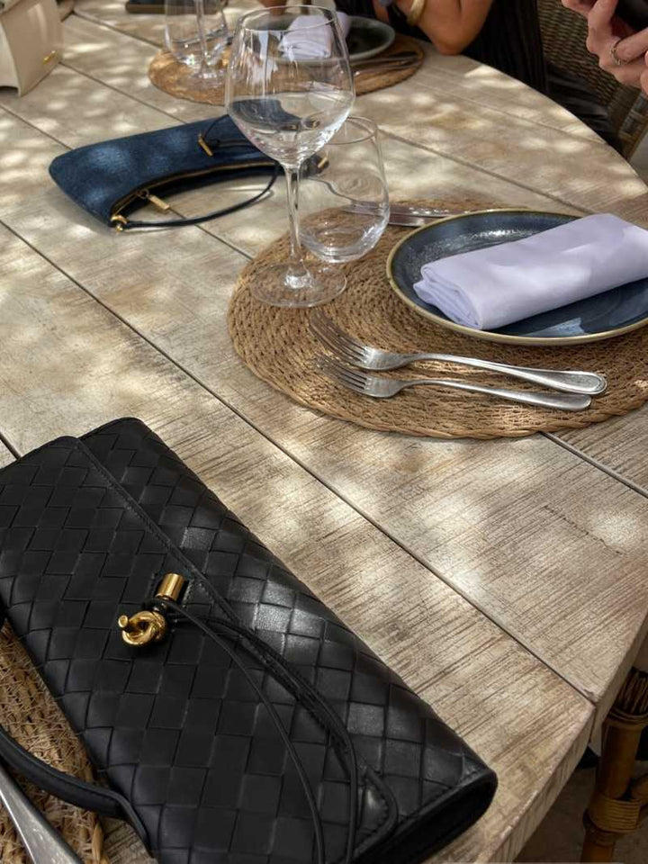 Sophia | Women's Woven Design Handbag with Gold Clasp - Compact & Elegant-Metro Lane Plaza