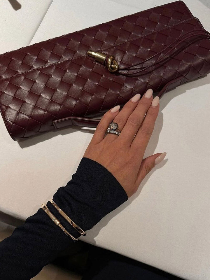 Sophia | Women's Woven Design Handbag with Gold Clasp - Compact & Elegant-Metro Lane Plaza