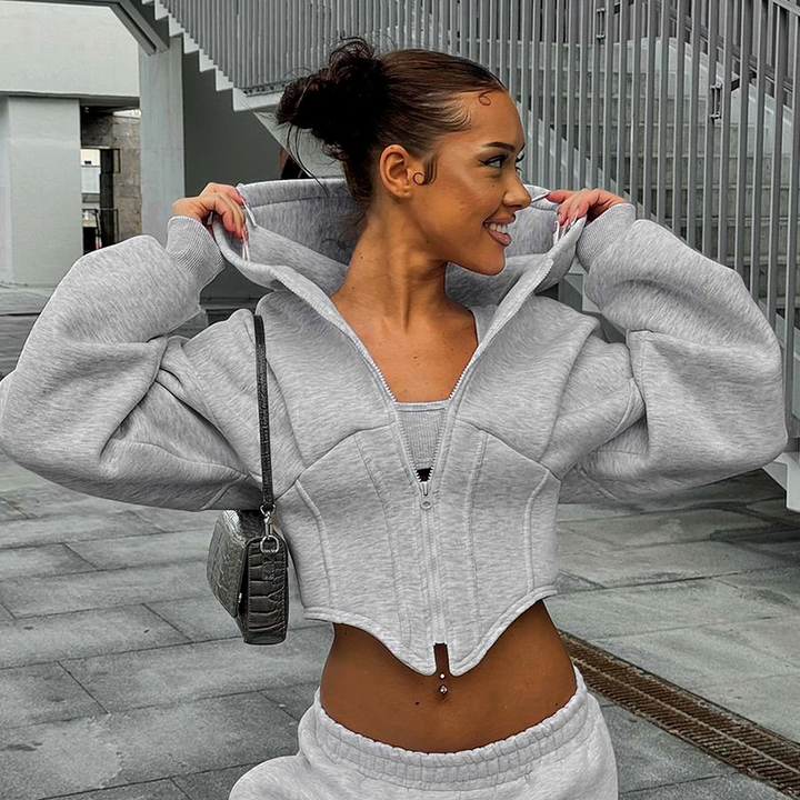 Sophia | Women's Trendy Corset Hoodie-Metro Lane Plaza